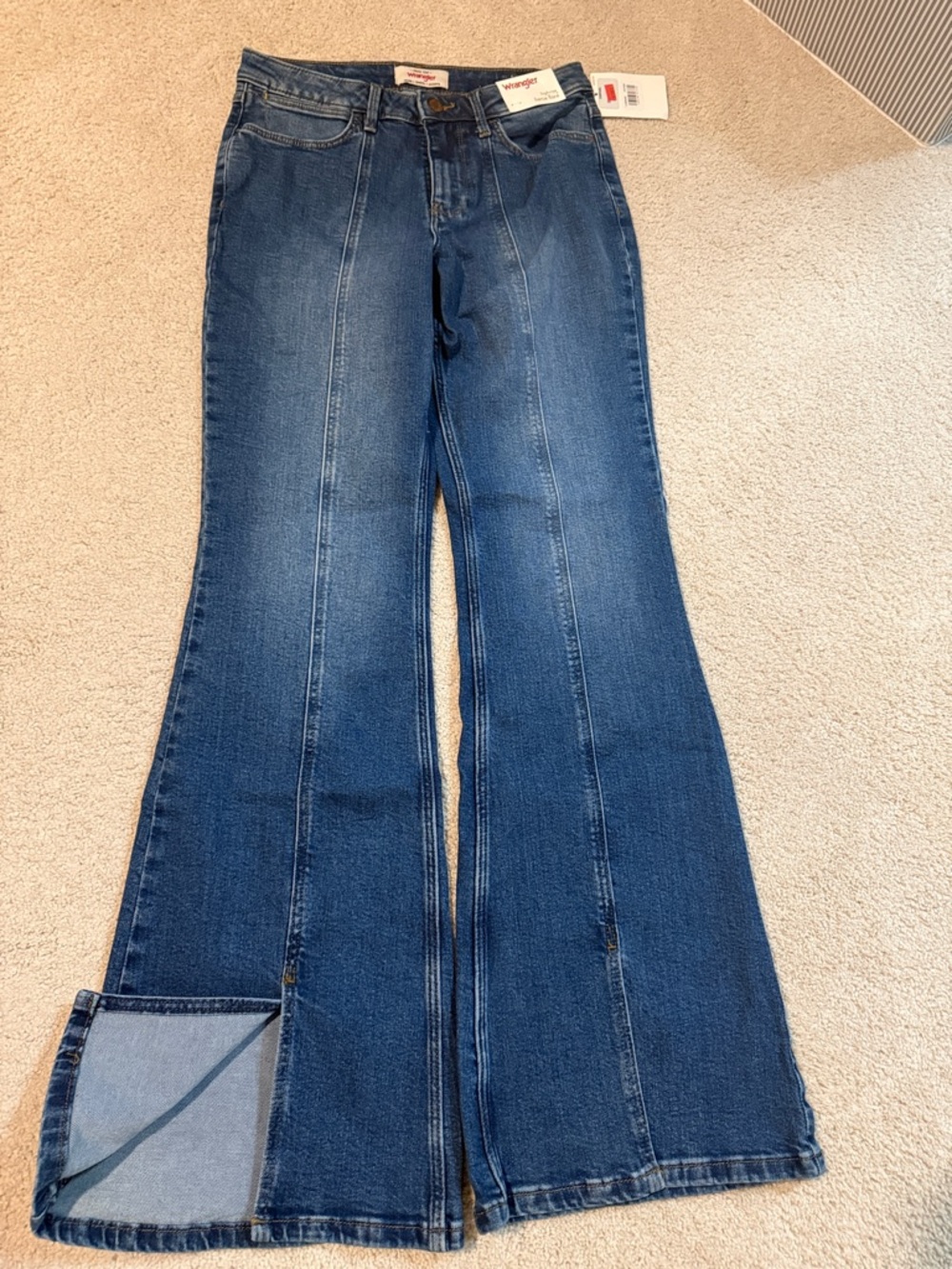Wrangler Blue Flare Jeans with Front Seam Detail